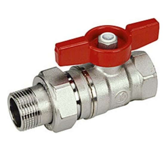 Изображение товара Шаровой кран Giacomini 1 1/4, 1 1/4, ВН, ручка-бабочка красная, хромированный, с разъемным соединением R259D R259X009