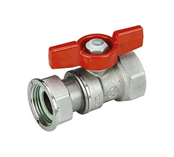 Изображение товара Шаровой кран Giacomini 1/2x1/2 В-В с накидной гайкой, хром, с красной рукояткой, бабочка R251PX002
