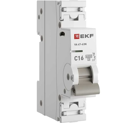 Изображение товара Автоматический выключатель EKF 1P 16А (C) 6кА ВА 47-63N PROxima M636116C