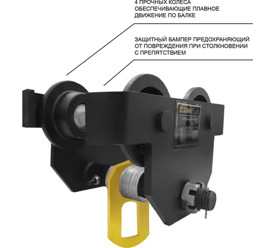 Изображение товара Каретка ручная OCALIFT DOPA 3т тип GCT тележка на двутавр холостая без привода dr3000