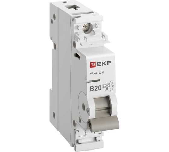 Изображение товара Автоматический выключатель EKF 1P 20А (B) 6кА ВА 47-63N PROxima M636120B