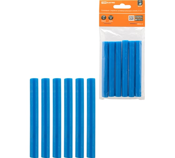 Изображение товара Стержни для клеевого пистолета универсальные синие, 11 мм x 100 мм, 6 штук, TDM ELECTRIC «Алмаз» SQ1024-0513