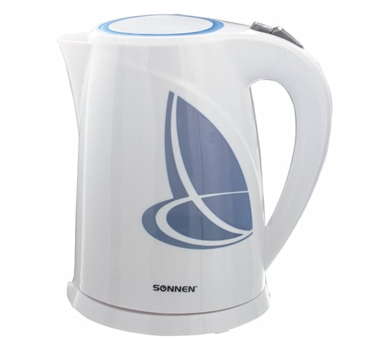 Изображение товара Чайник SONNEN KT-1767 1.8л 2200Вт закрытый нагревательный элемент пластик белый/синий 453416