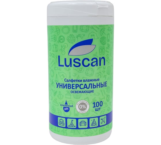 Изображение товара Универсальные влажные салфетки Luscan в банке 100 шт в упаковке 1086538