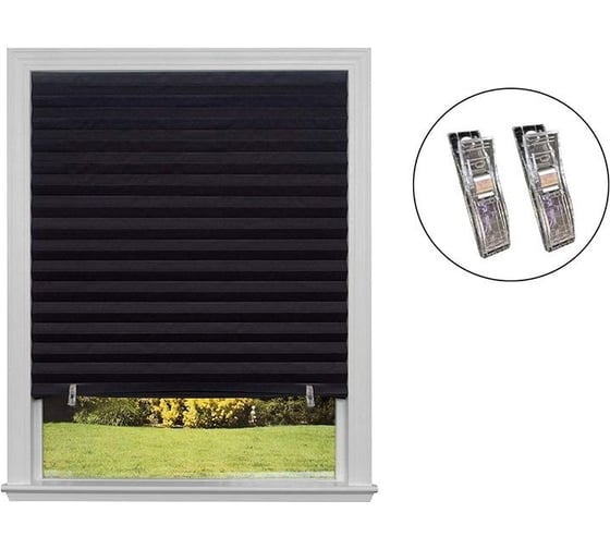 Изображение товара Самоклеящиеся шторы-плиссе Рыжий кот Skandi, размер 90x180 см, цвет черный 105047