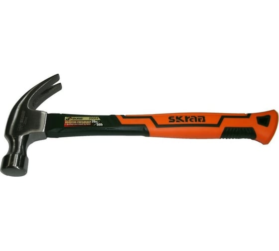 Изображение товара Молоток-гвоздодер SKRAB с фибергласовой ручкой, оранжевый, 560 г 20069