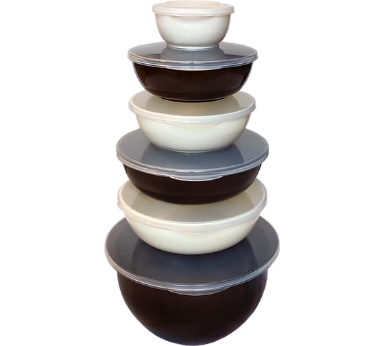 Изображение товара Набор из 6 мисок-контейнеров SOLARIS Ванильно-шоколадный, с герметичными крышками S1615