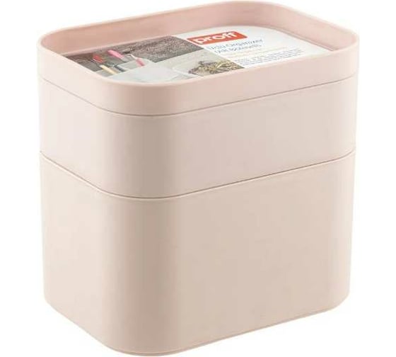 Изображение товара Органайзер PROFF PLASTIK 3-секционный 150x110x85 мм MINI с разделителями, розовый, пластиковый ИН-2601872р