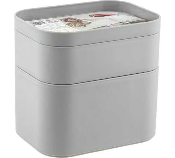 Изображение товара Органайзер PROFF PLASTIK 3-секционный 150x110x85 мм MINI с разделителями, серый, пластиковый ИН-2601872с