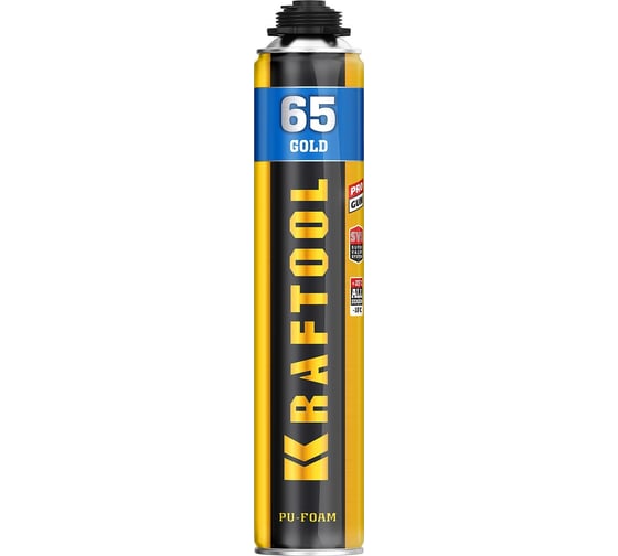 Изображение товара Монтажная мелкопористая пистолетная пена KRAFTOOL Gold 65 SVS всесезонная, 850 мл, выход до 65 л 41194