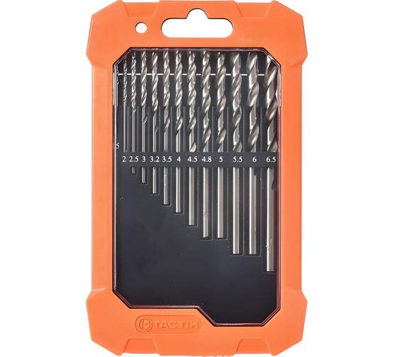 Изображение товара Набор сверл по металлу 13 шт, 1.5-6.5 мм, HSS TACTIX 410085