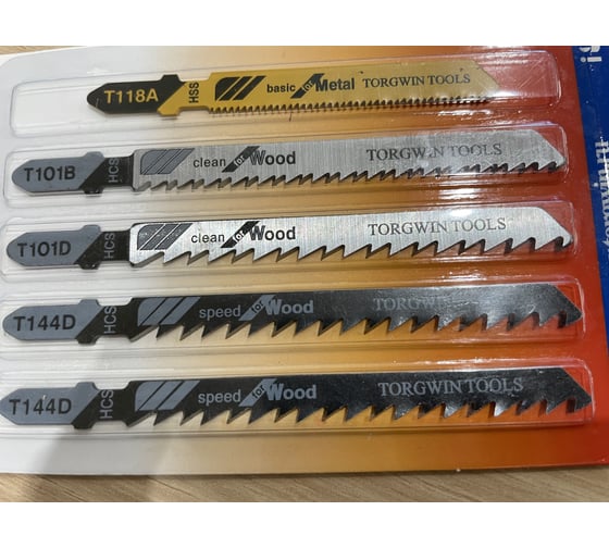 Изображение товара Набор пилок для электролобзика Ассорти 5 шт (2xT144D, 1x101B, 1x101D, 1x119A) TORGWIN T876940
