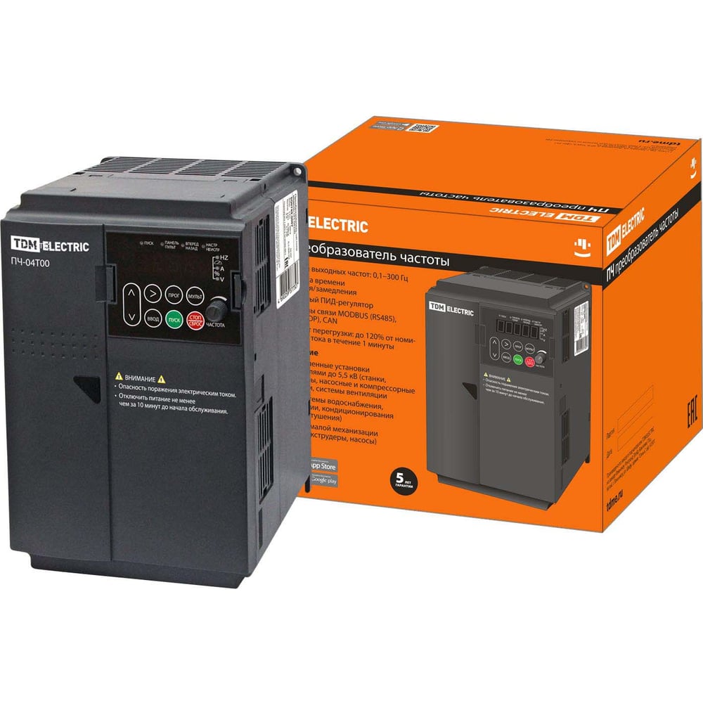 Изображение товара Преобразователь частоты TDM пч-04t00 380В 3,7 кВт для автоматизации
