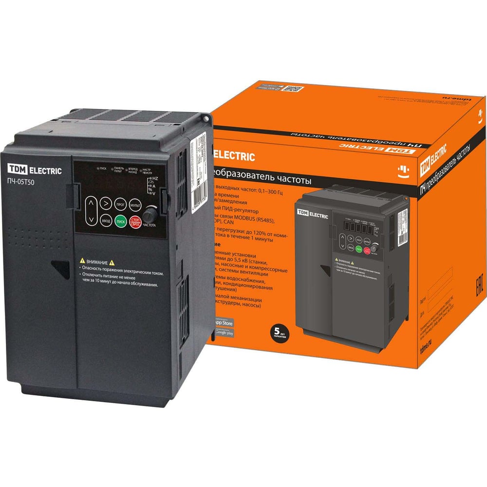 Изображение товара Преобразователь частоты TDM пч-05t50 250 Гц 5.5 кВт 380В