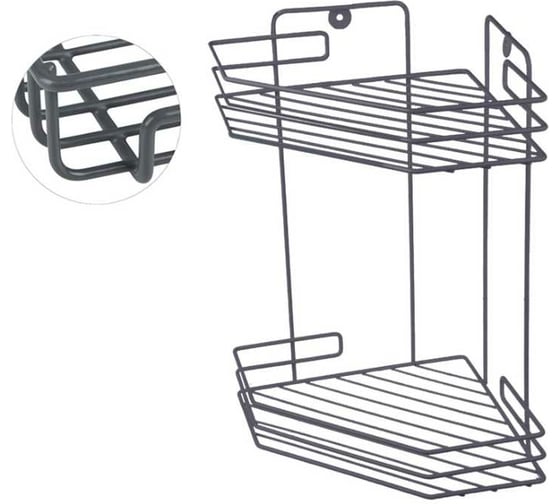Изображение товара Угловая полка Рыжий кот двухъярусная 20,5x20,5x31,5 см (термопластичное покрытие) графит 310869
