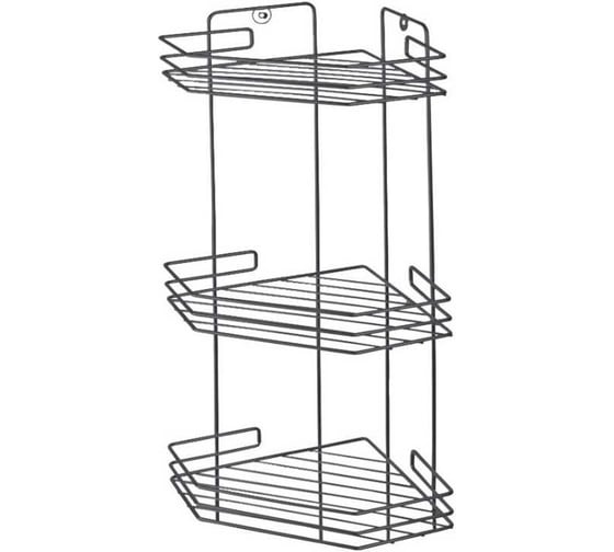 Изображение товара Угловая полка Рыжий кот трёхъярусная 20,5x20,5x52 см (термопластичное покрытие) графит 310870