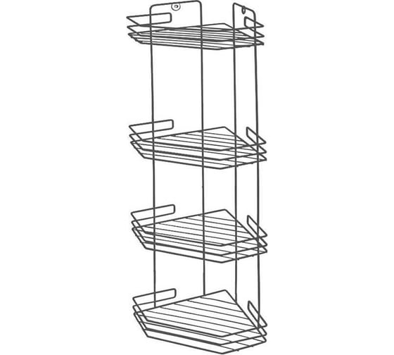 Изображение товара Угловая полка Рыжий кот четырёхъярусная 20,5x20,5x72 см (термопластичное покрытие) графит 310871