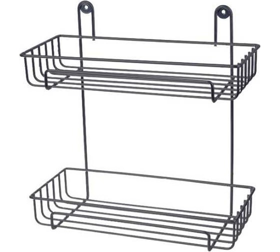 Изображение товара Настенная полка Рыжий кот двухъярусная 29x12,5x30 см (термопластичное покрытие) графит 310867