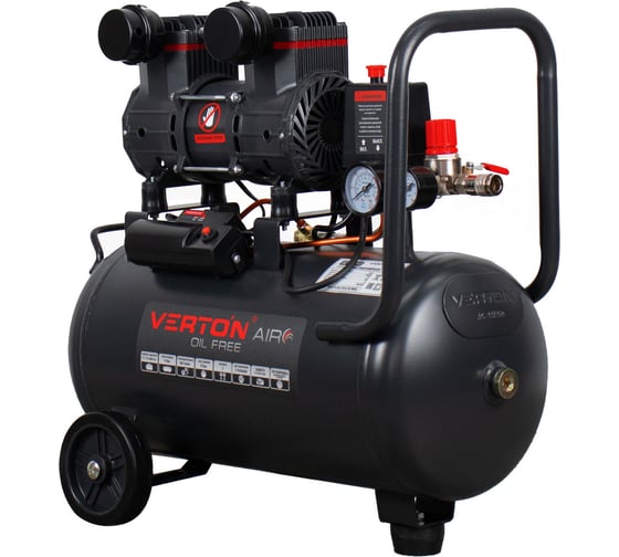 Изображение товара Компрессор VERTON air ac-24/260 230 В, 50 Гц, безмасляный, 260 л/м, 24л, 8б, 1,5 кВт, 2850 об/мин, рапид/быстросъем 01.13824.13923