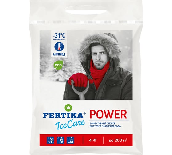 Изображение товара Противогололедный реагент Fertika ICECARE POWER 4 кг Ф03551