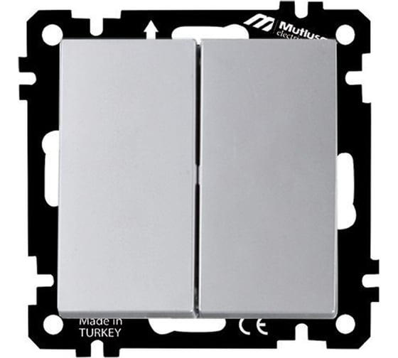Изображение товара Двухклавишный выключатель Mutlusan цвет серебро (с винтом) 2270 402 0292