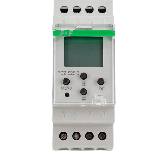 Изображение товара Астрономическое реле времени Евроавтоматика F&F PCZ-525-3, коррекция времени вкл/выкл, ночной перерыв, 2 модуля, c функцией NFC 2 DIN EA02.002.014