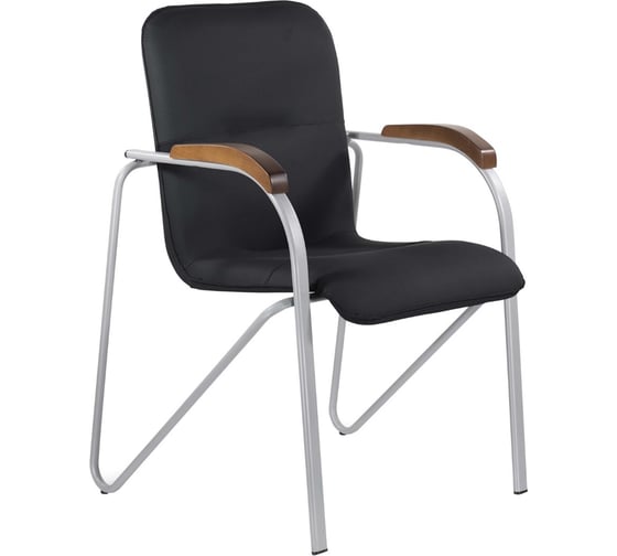 Изображение товара Кресло BRABIX Samba Cf-106 Box-2 серый каркас, накладки орех, кожзам черный 532763