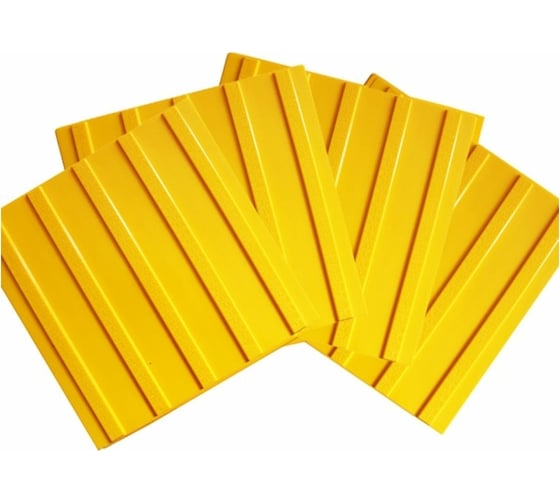 Изображение товара Тактильная плитка ПластФактор продольный риф, 300x300 мм (ПВХ) 5h4мм, набор 4 шт. 4630027112804