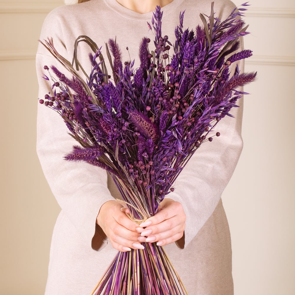Набор из сухоцветов для составления букетов Стильный Дом набор для творчества и декора перья белые наполнитель фиолетовый