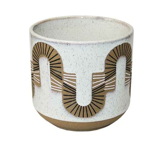 Изображение товара Кашпо Scheurich Kübel MIAX керамика, диаметр 115 мм, высота 105 мм, бело-коричневое 068070