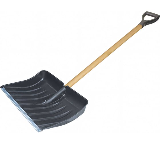 Изображение товара Лопата для снега Без бренда 512x408 мм, деревянный черенок, диаметр 32 мм, с ручкой 68107-2