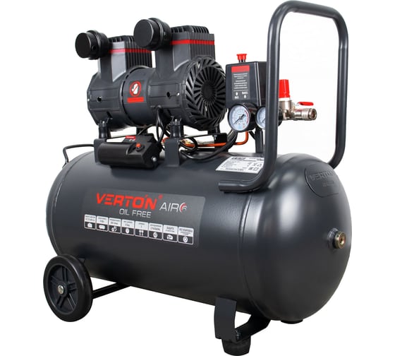 Изображение товара Компрессор VERTON air ac-50/260 230 В, 50 Гц, безмасляный, 260 л/м, 50 л, 8 б, 2 кВт, 2850об/мин, рапид/быстросъем 01.14019.13924