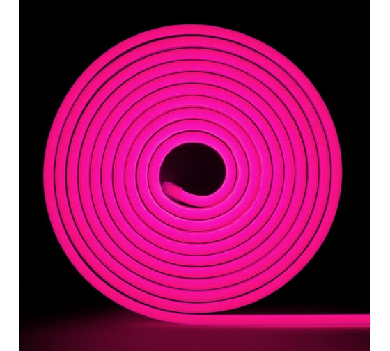 Изображение товара Неоновая светодиодная лента MAKSILED 5м, 6x12мм, 24В, 9Вт/м, 120 LED/m, IP33 (ПВХ), розовый, ML-NF-24V-0612-Pink