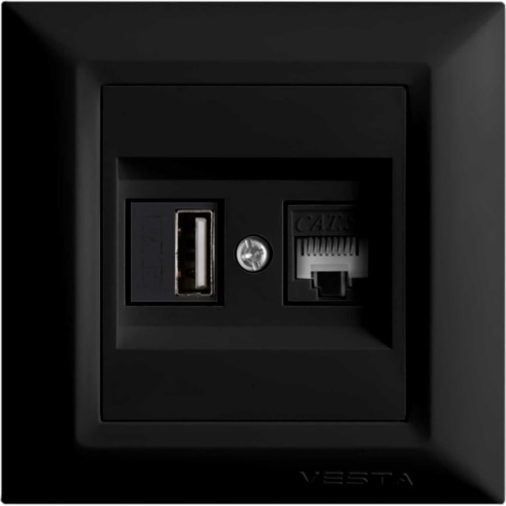 Розетка для USB + сетевого кабеля LAN Vesta Electric розетка vesta electric roma для сетевого кабеля lan
