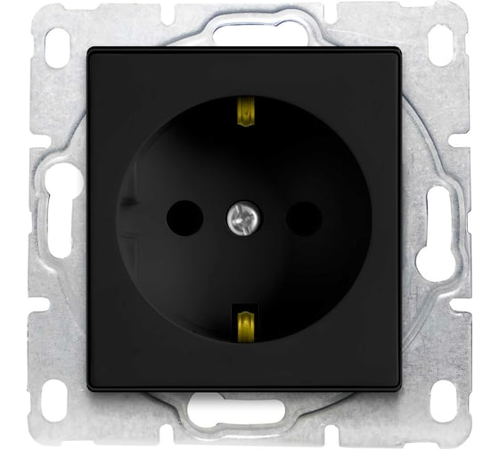 Изображение товара Розетка Metronex Electric Roma Black одинарная с заземлением без рамки FRZ00020106CMT