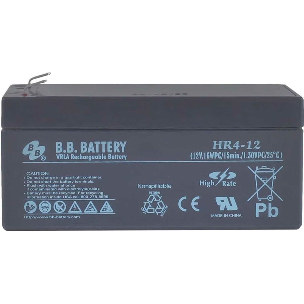 Изображение товара Аккумуляторная батарея 12 В 3.6 Ач BB Battery HR 4-12 AGM для надежного электроснабжения
