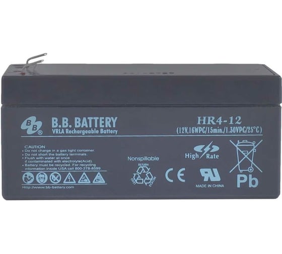 Изображение товара Аккумуляторная батарея 12 В, 3.6 Ач BB Battery HR 4-12