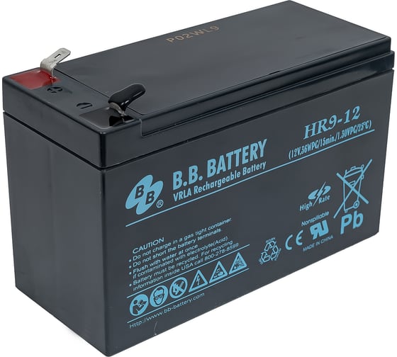 Изображение товара Аккумуляторная батарея 12 В, 9 Ач BB Battery HR 9-12