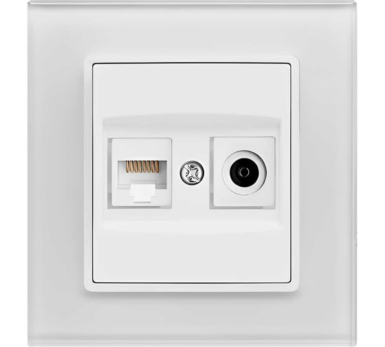 Изображение товара Розетка Metronex Electric Exclusive White для сетевого кабеля LAN + TV FRZ00070023BEL