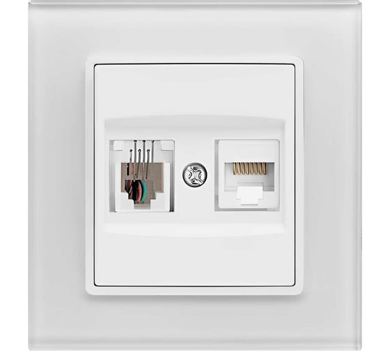 Изображение товара Розетка Metronex Electric Exclusive White для сетевого кабеля LAN + Phone FRZ00070025BEL