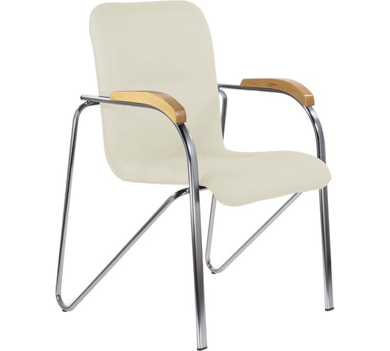 Изображение товара Кресло BRABIX Samba Cf-105 Box-2 хром каркас, накладки бук, кожзам, бежевый 532762