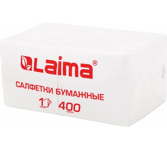 Изображение товара Бумажные салфетки LAIMA Big Pack 400 шт., 24x24 см, белые, 100 целлюлоза 114724