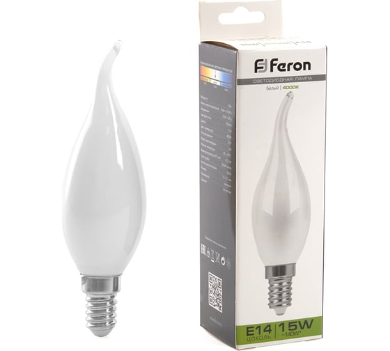 Изображение товара Светодиодная лампа FERON LB-718 Свеча на ветру E14 15W 4000K 38262