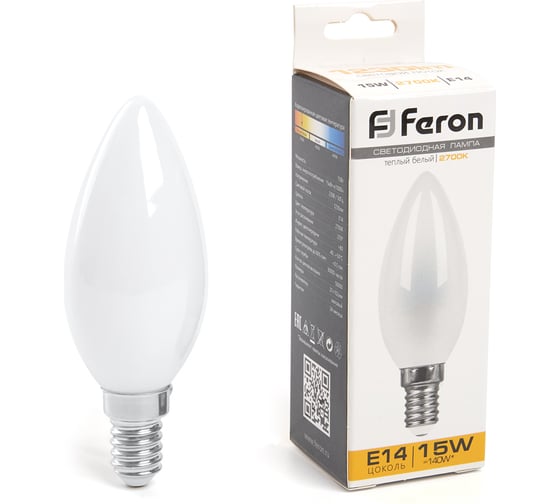 Изображение товара Светодиодная лампа FERON lb-717 свеча e14 15w 2700k, 38255