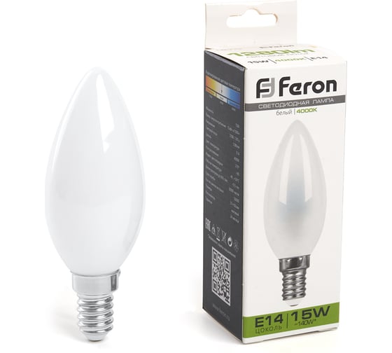 Изображение товара Светодиодная лампа FERON lb-717 свеча e14 15w 4000k, 38257