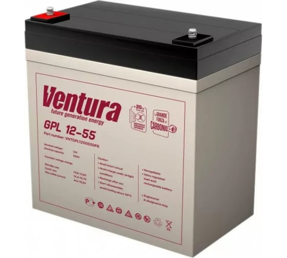 Изображение товара Аккумуляторная батарея 12 В, 58 Ач Ventura GPL 12-55