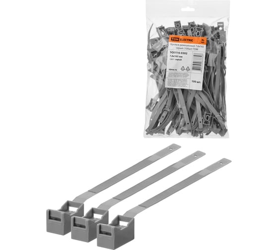 Изображение товара Ремешковый крепеж TDM ELECTRIC 7,6x165 серый, 100 шт. SQ0516-0302