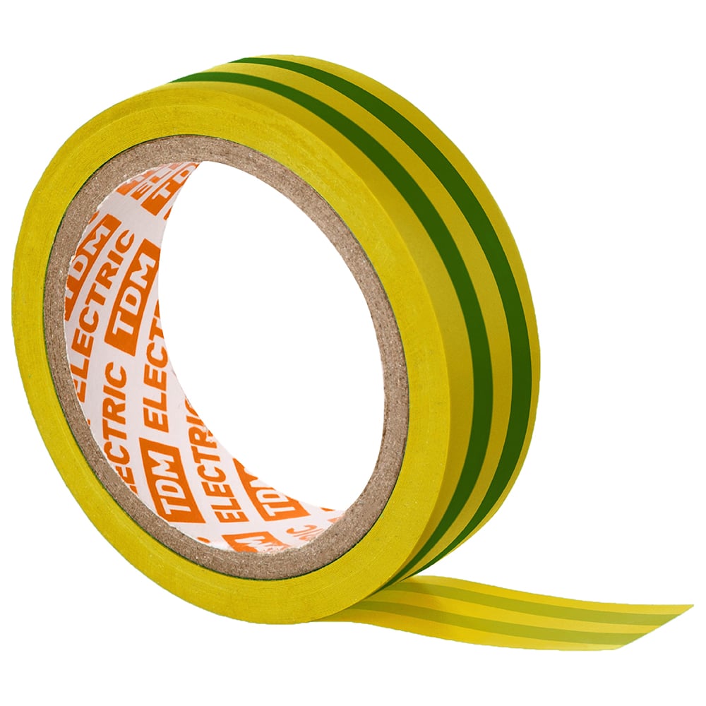 Изображение товара Изолента ПВХ TDM ELECTRIC 0,13x15 мм, желто-зеленая, 5 м SQ0526-0077