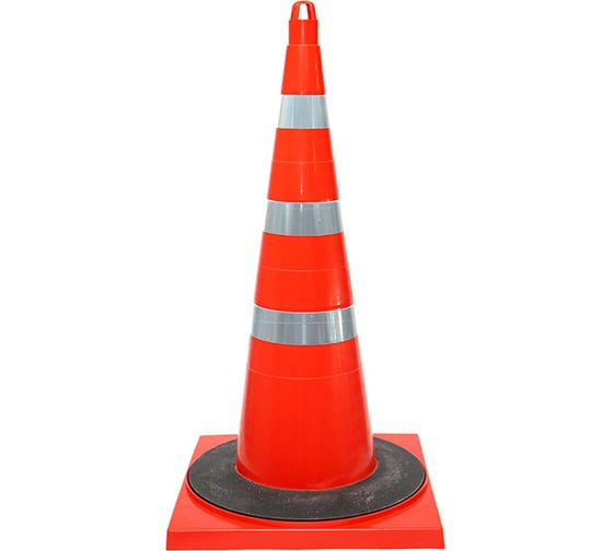 Изображение товара Дорожный конус ТЕХНОЛОГИЯ КС-3.8.0 750 мм, мягкий, ( КВАДРАТ ОСН) 3 светоотражающие полосы + утяжелитель с