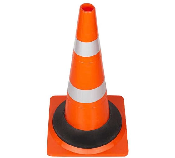 Изображение товара Дорожный конус ТЕХНОЛОГИЯ КС-2.8.0 520 мм, мягкий, 2 светоотражающие полосы + утяжелитель (квадратное основание) Ц  00-00009313